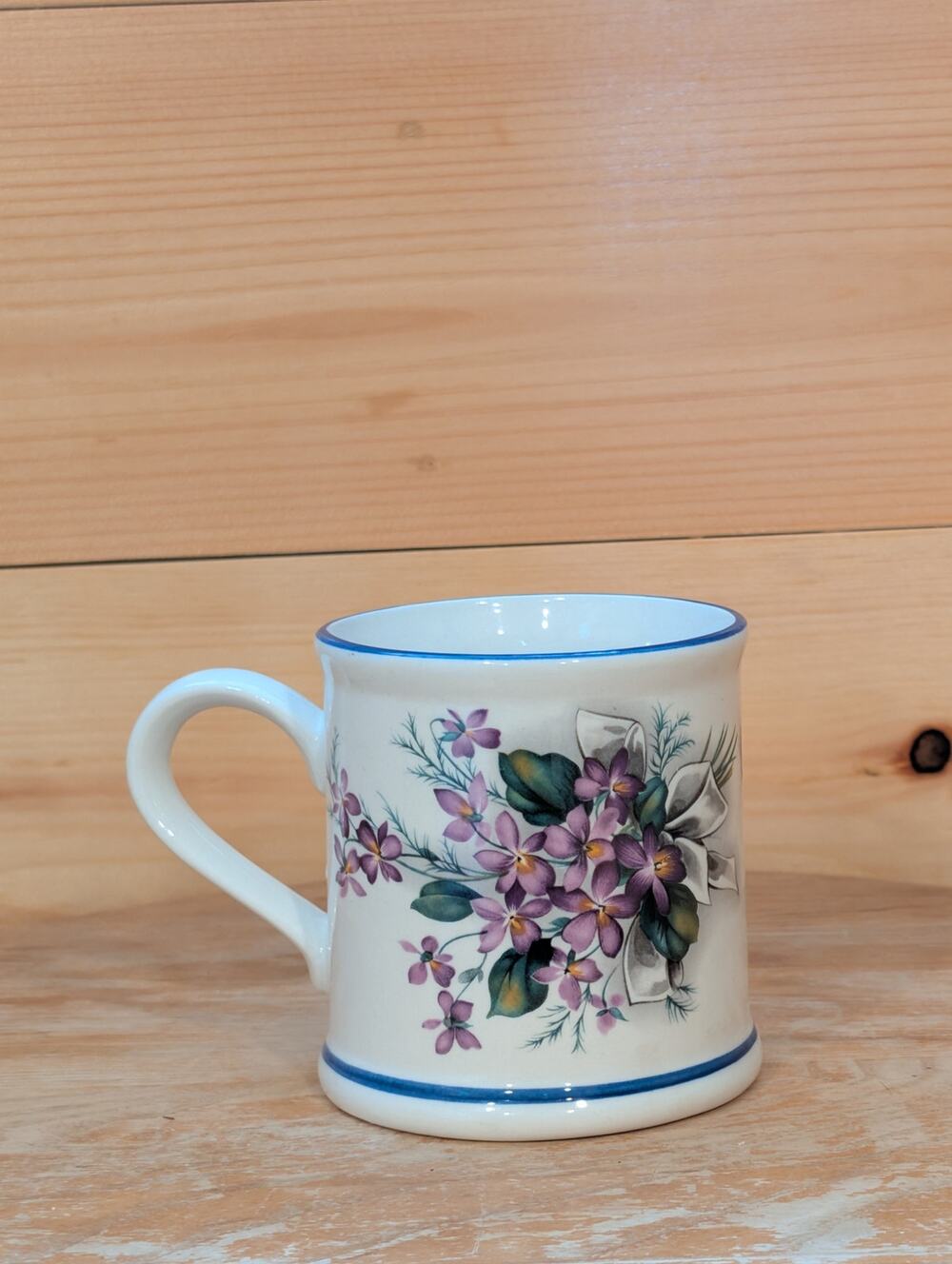 Vintage Portmeirion Pottery England Floral Mug Purple Violets 3.5"